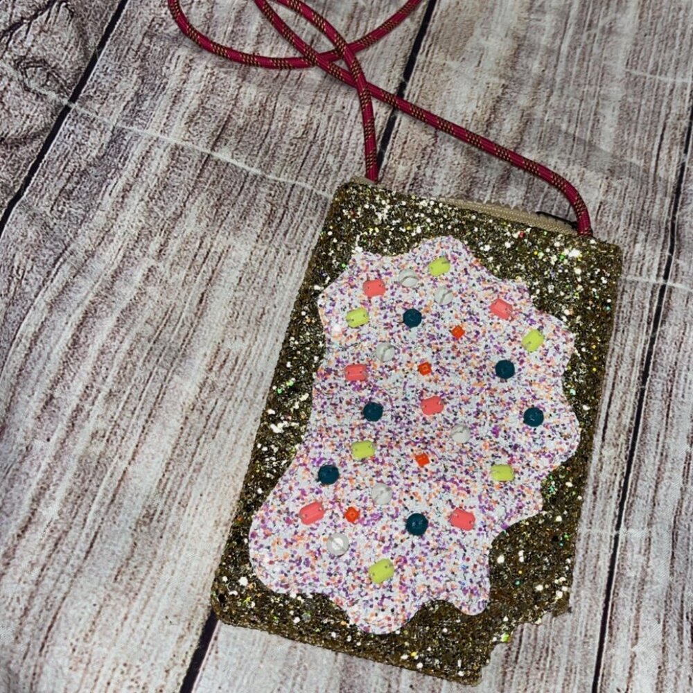 Crewcuts Purse Pop Tart Pink Glitter Crossbody Gold